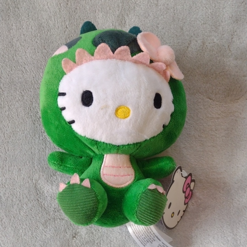 Hello Kitty Green Dinosaur Plush 7" New with Tags